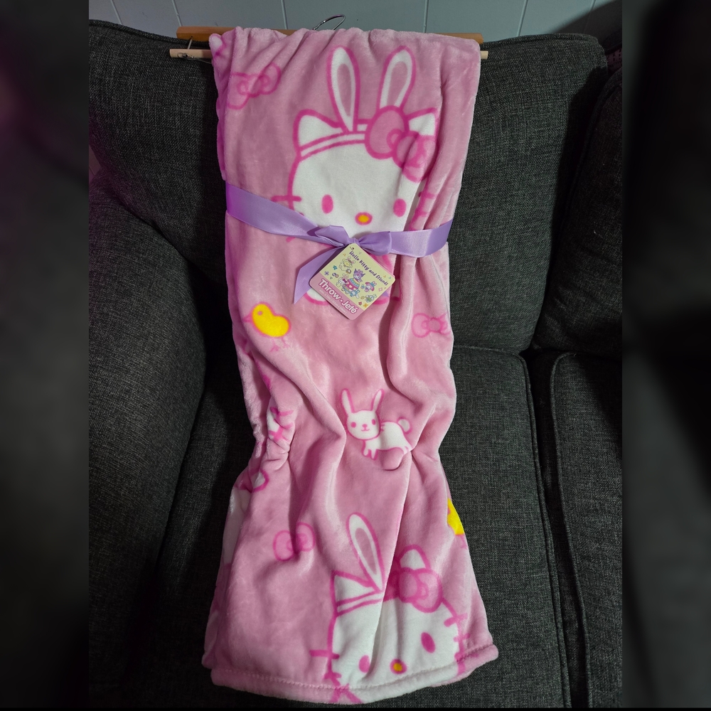 Hello Kitty Pink Easter Throw Blanket